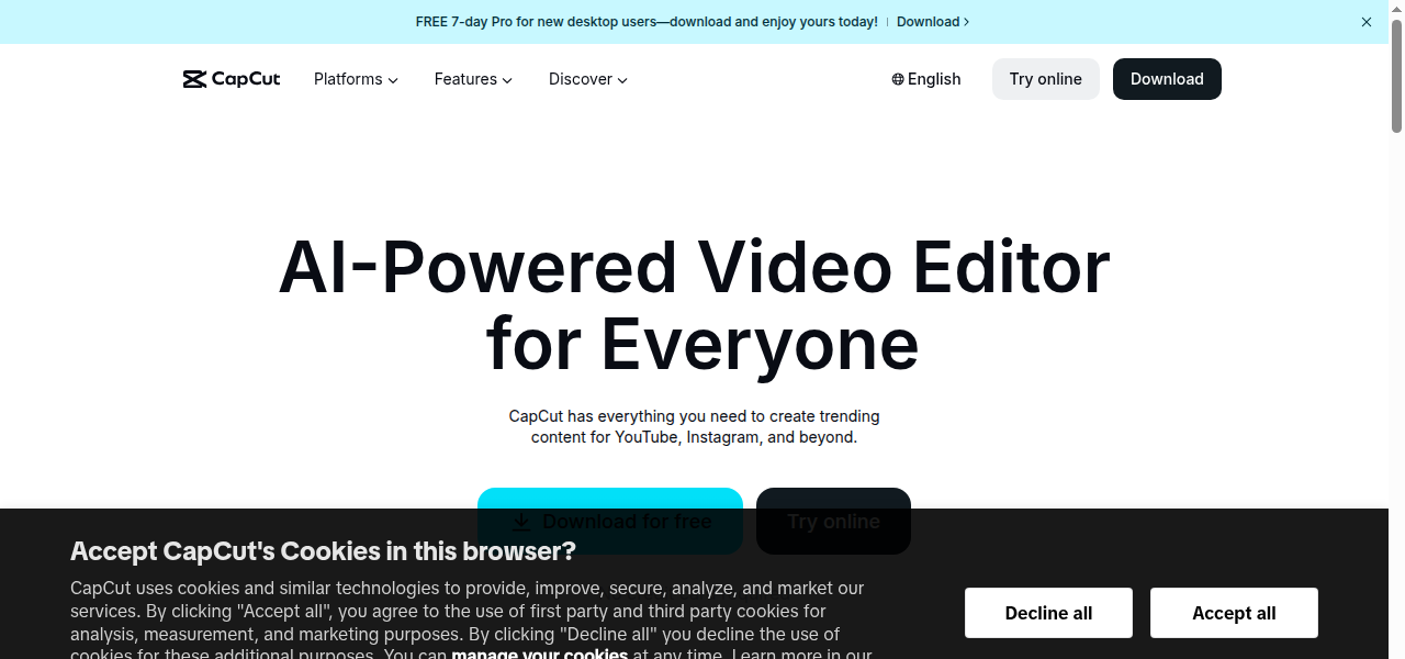Snapshot of CapCut AI