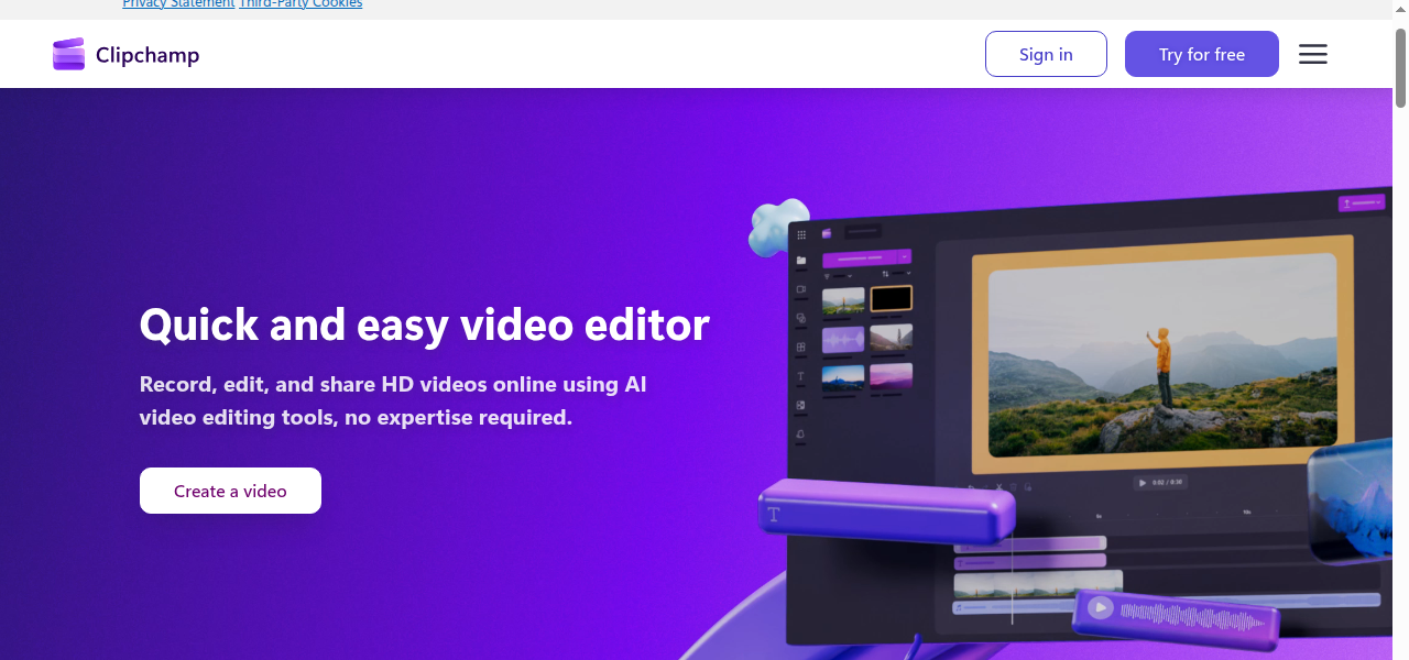 Snapshot of Clipchamp AI