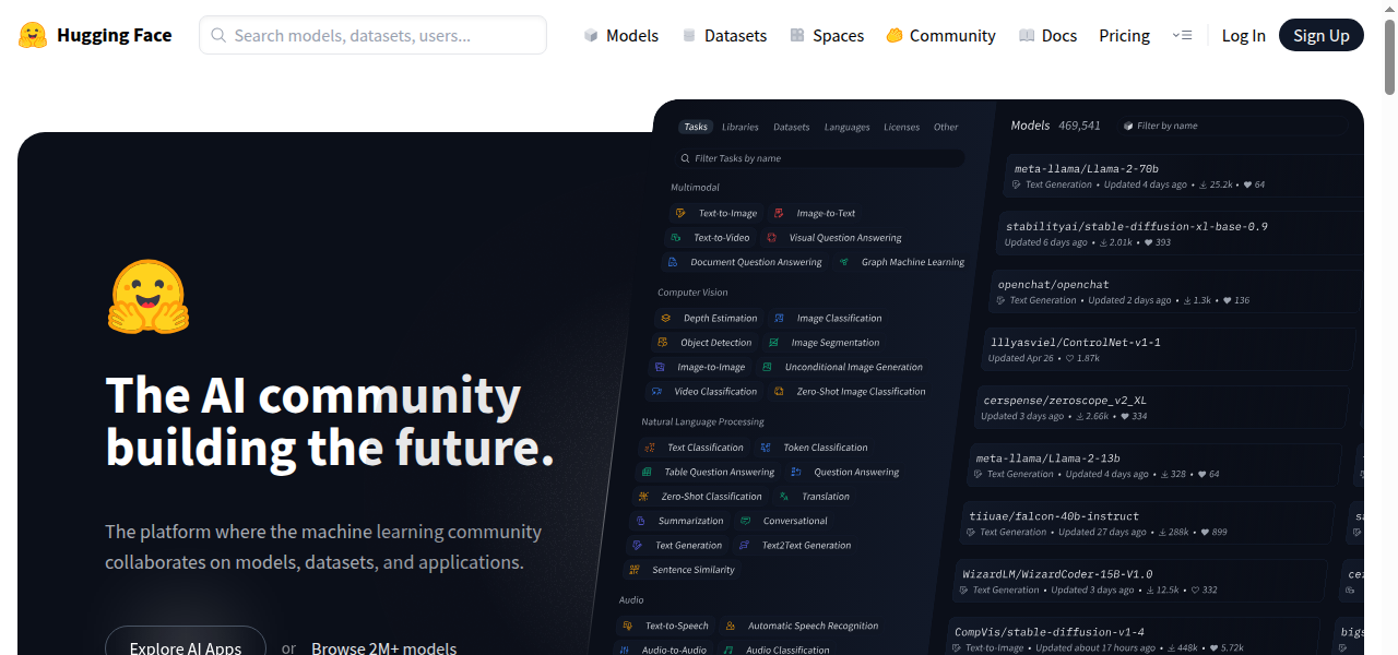 Snapshot of Hugging Face