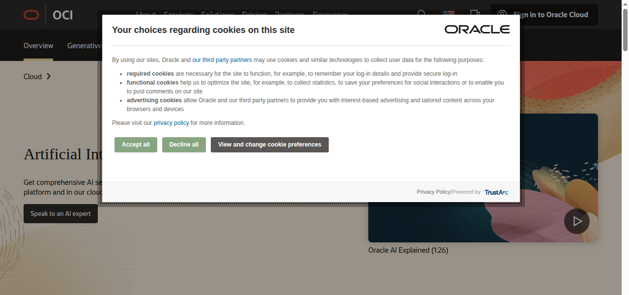 Snapshot of Oracle AI for Managers