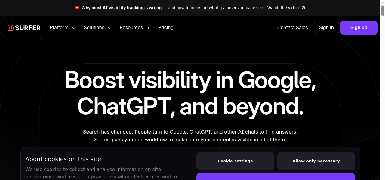 Snapshot of Surfer SEO