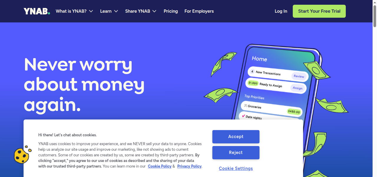 Snapshot of YNAB (You Need A Budget)
